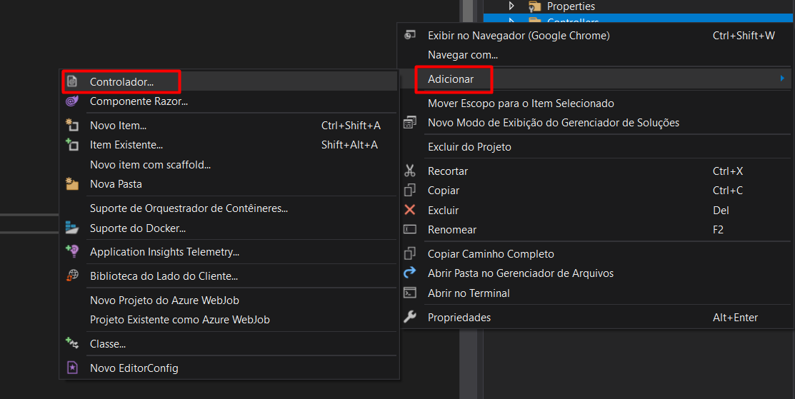 Adicionar controlador