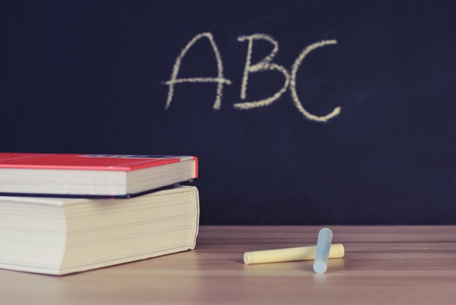 Blackboard with A B C written in chalk