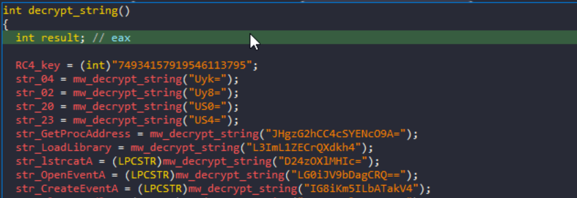 Base64 decoding and RC4 decryption function.
Available on SEKOIA.IO Blogpost: Stealc: a copycat of Vidar and Raccoon infostealers gaining in popularity - Part 2.