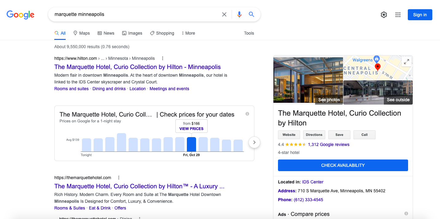 Marquette-Hotel-Google-My-Business-Listing