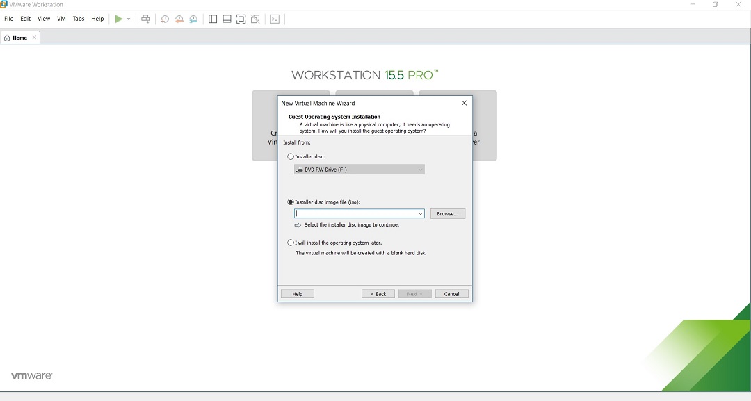 Kali Linux Installation - New Virtual machine Wizard - Browse Guest Operating System