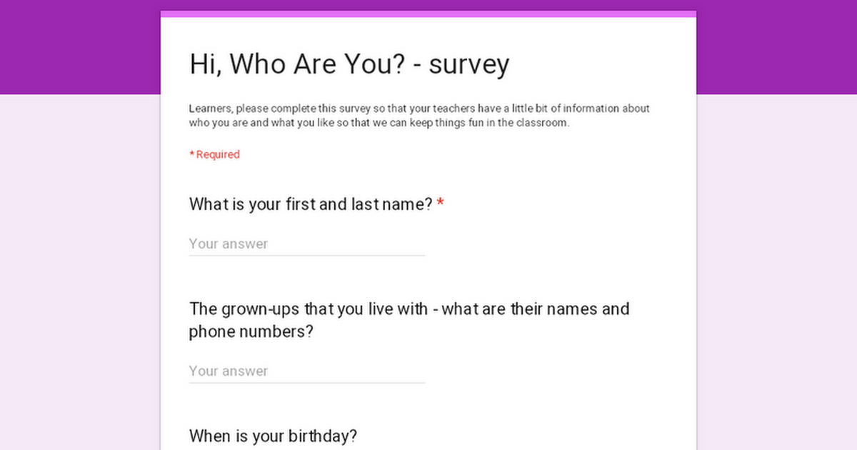 Hi, Who Are You? - survey
