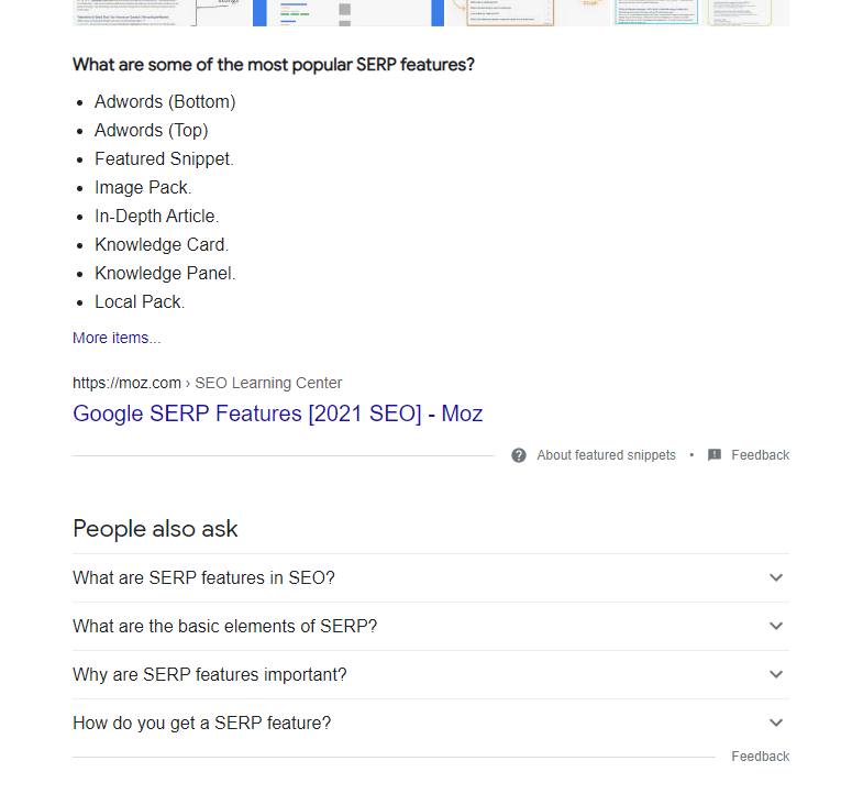 serp features