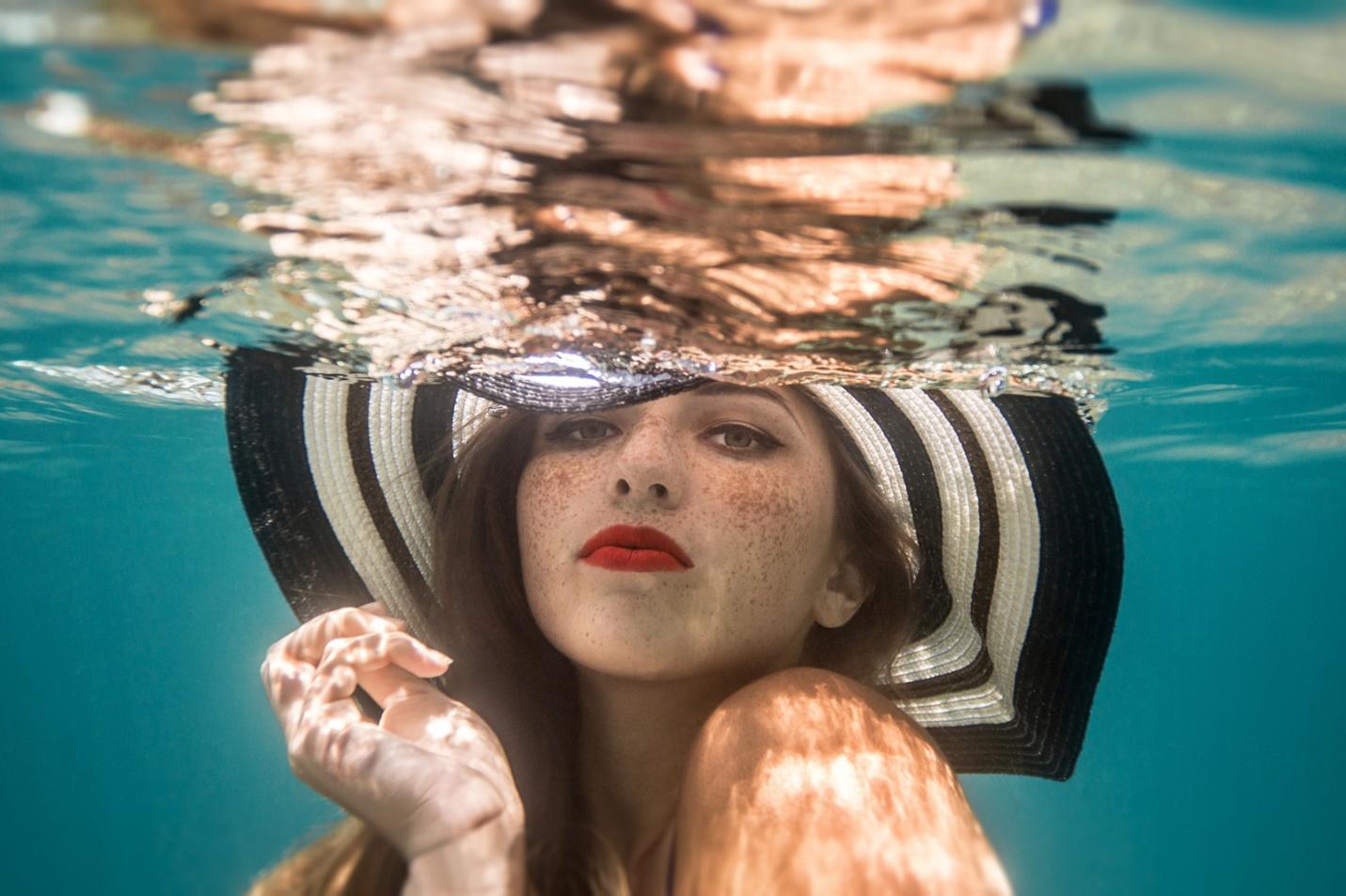 A woman underwater