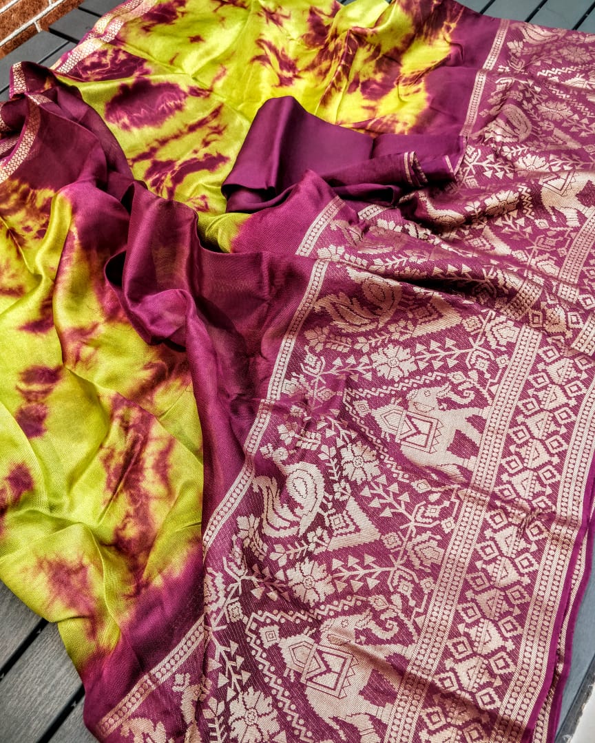 Uppada jute Shibori with block print sarees
