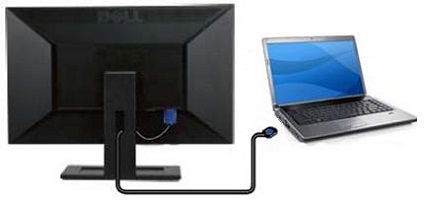 A diagram showing a monitor with an HDMI cable near a laptop