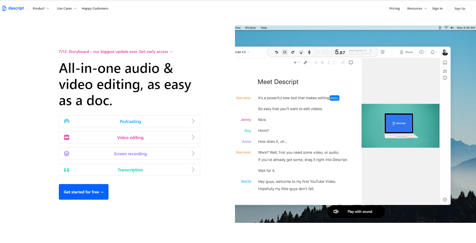 Best Free Video Capture Software; descript