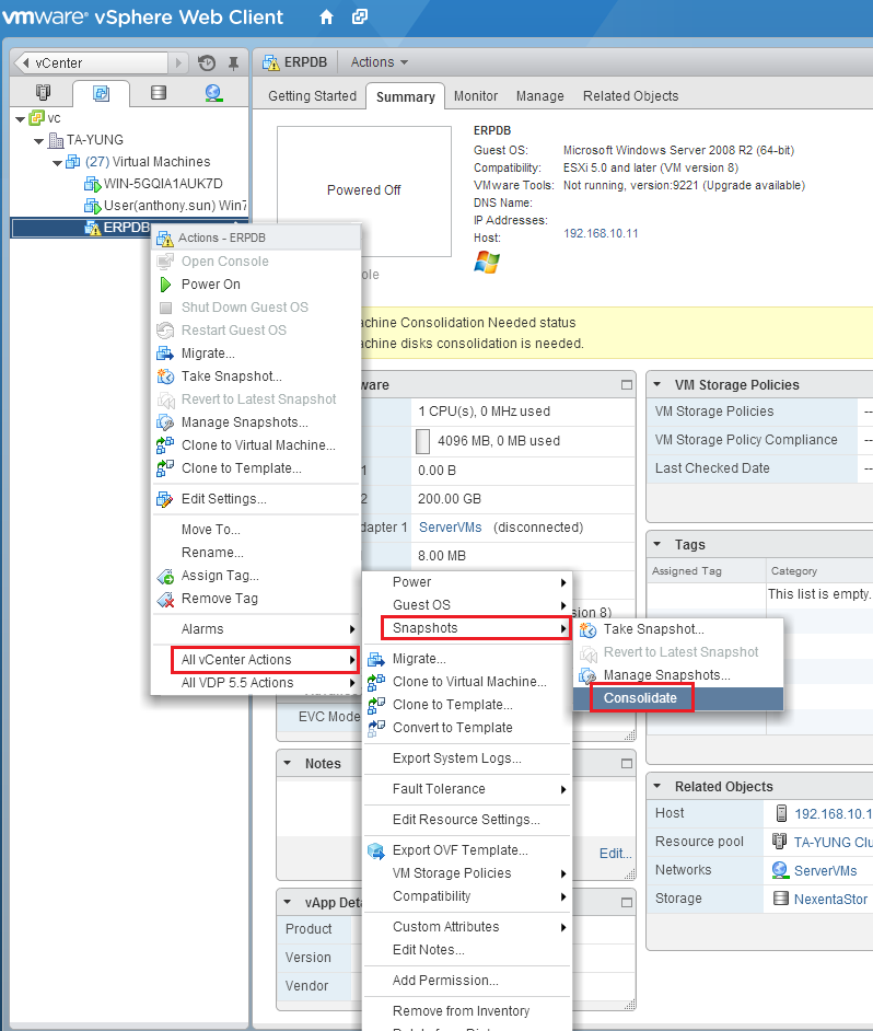 小信豬的原始部落 [VMware] 解決 consolidation 時發生 file locked 錯誤的狀況