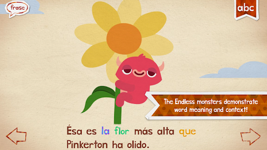 Image from Endless Spanish, one of the best Spanish apps for kids. 