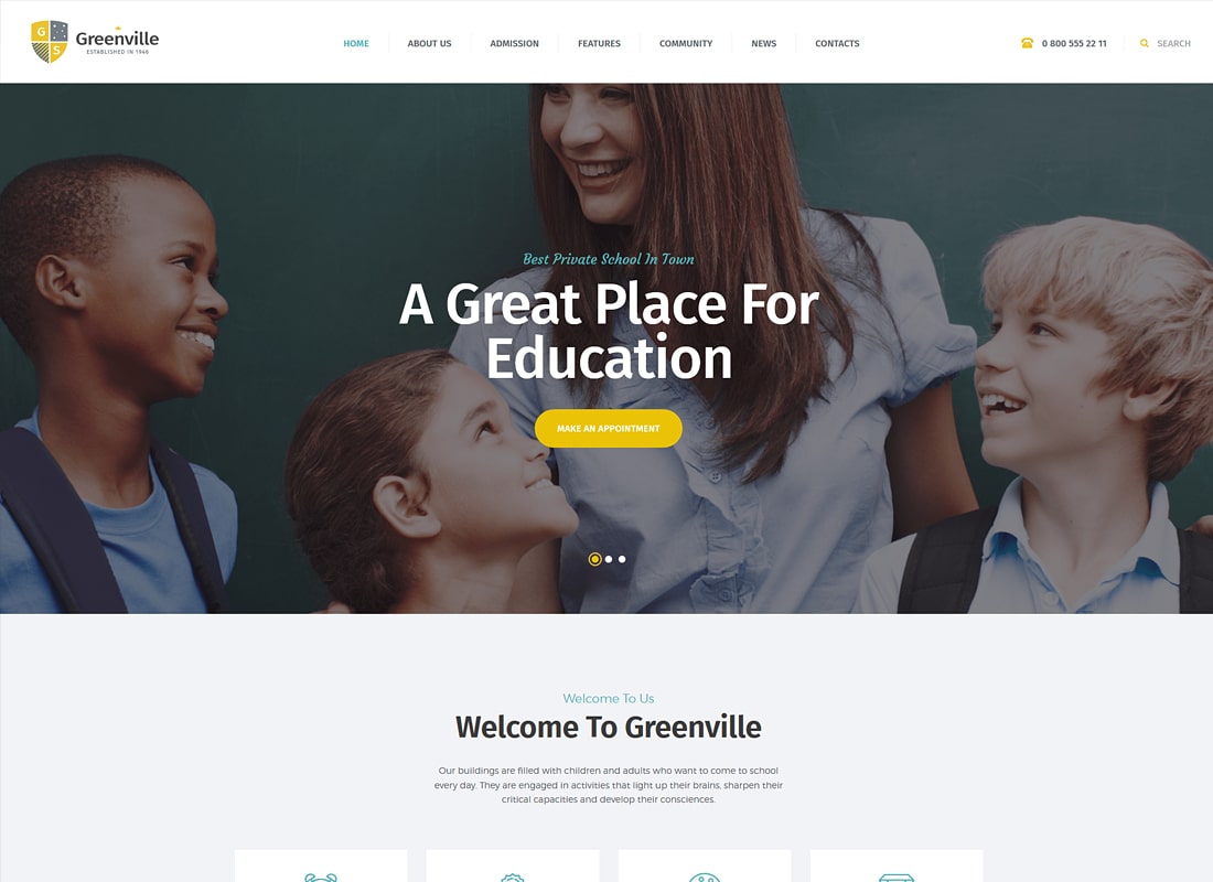 Greenville |  Un tema de WordPress para escuelas privadas