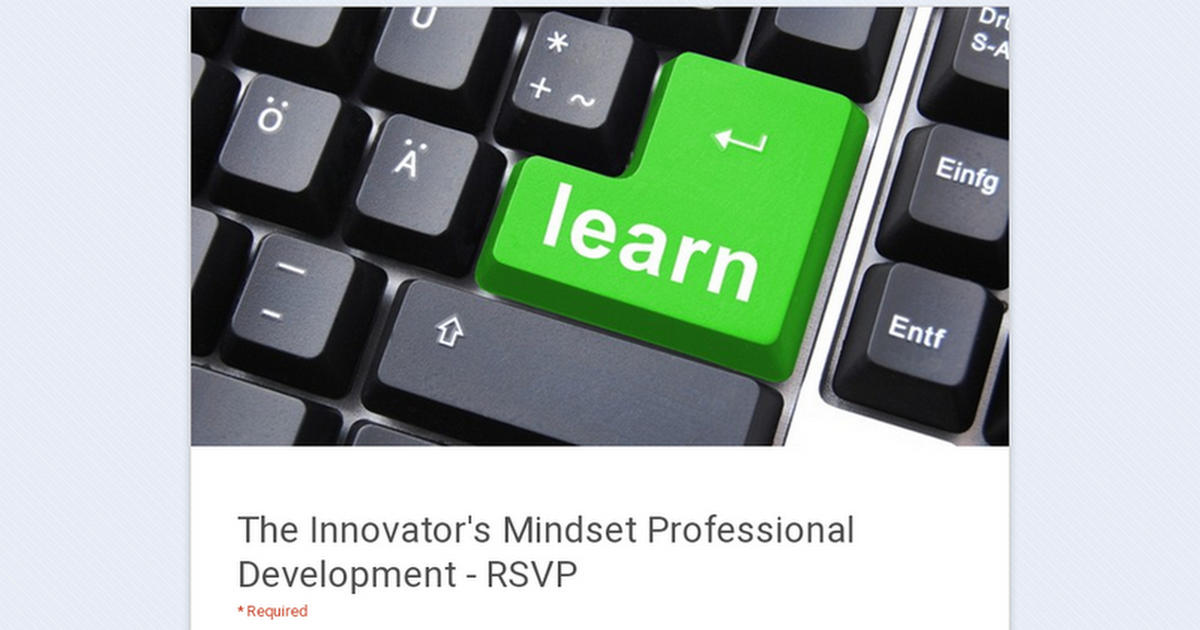 The Innovator's Mindset Professional Development - RSVP