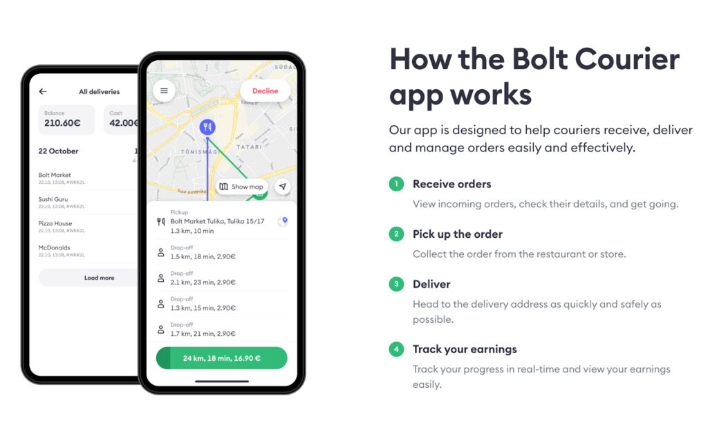 How bolt courier app works