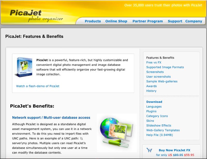 PicaJet: software de base de datos de imágenes