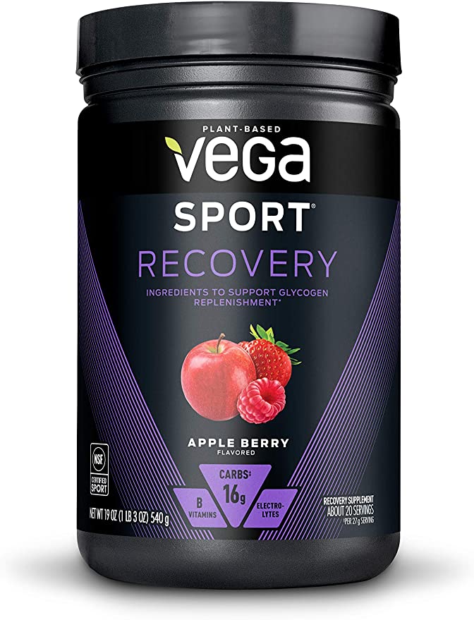 Vega Sport Recovery, Apple Berry, Post Workout Recovery Drink for Women and Men, Electrolytes, Carbohydrates, B-Vitamins, Vitamin C and Protein, Vegan, Gluten Free, Dairy Free (20 Servings)