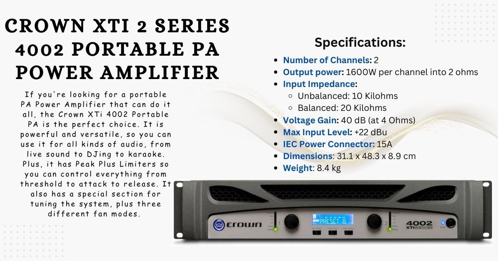 Crown XTi 2 Series 4002 Portable PA DJ Amplifier
