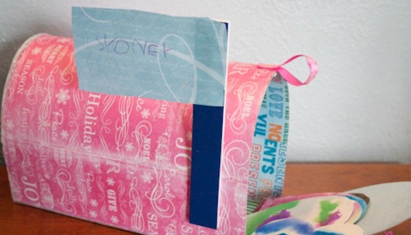 cereal box mailbox, easy DIY Valentine’s Day kids crafts