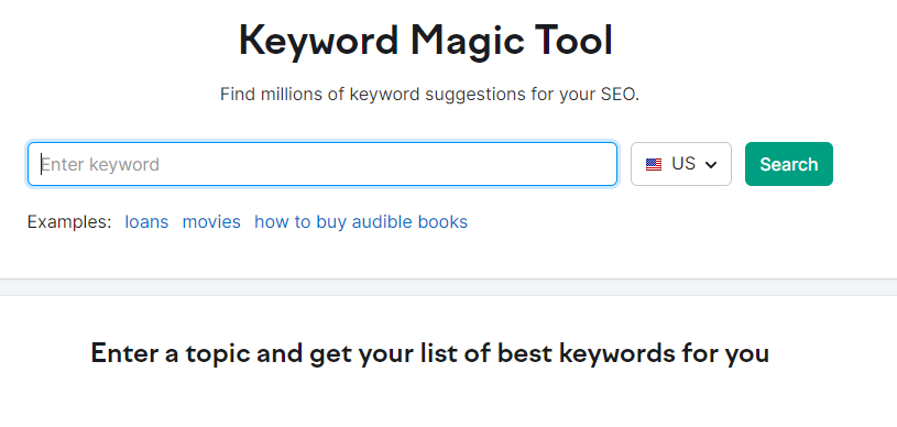 Keyword research tools; Keyword Magic Tool