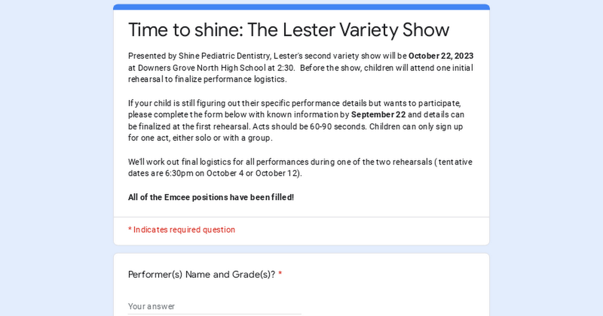 Time to shine: The Lester Variety Show