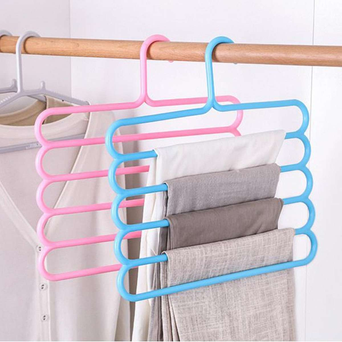 Plastic clothes hanger -image
