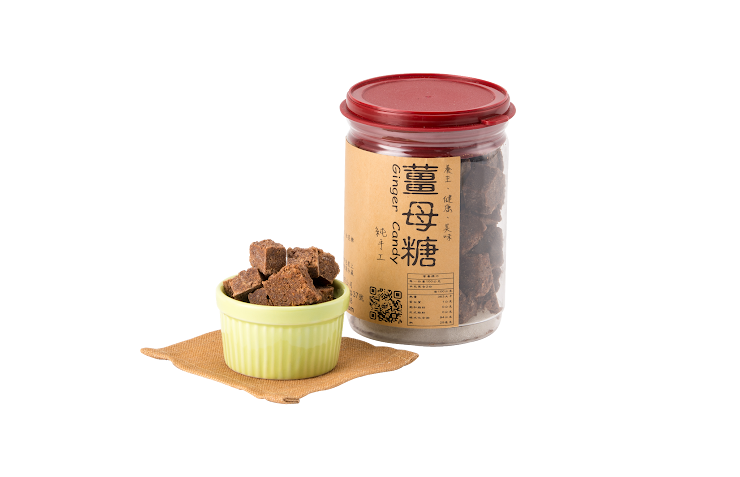 內容：純手工薑母糖/200g ± 5g/罐裝。成分：薑、黑糖、紅蔗糖。生產地：台灣南投鹿谷。