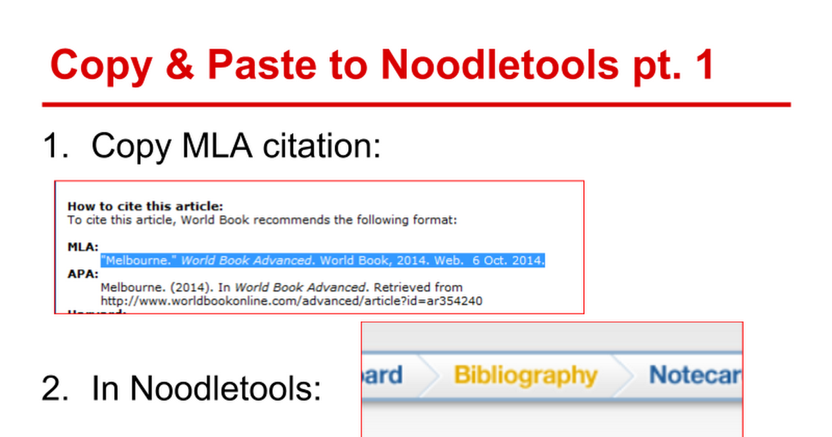 How to Copy & Paste a Citation to NoodleTools Google Slides
