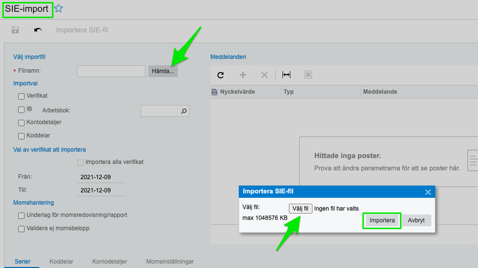 Hur importerar jag en SIE-fil lön till Visma.net? Steg 1