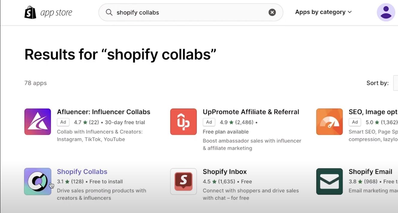 search shopify collabs