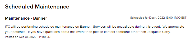 screenshot of a scheduled maintenance on Statuspage
