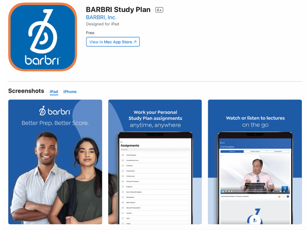 Best apps for bar prep BARBRI