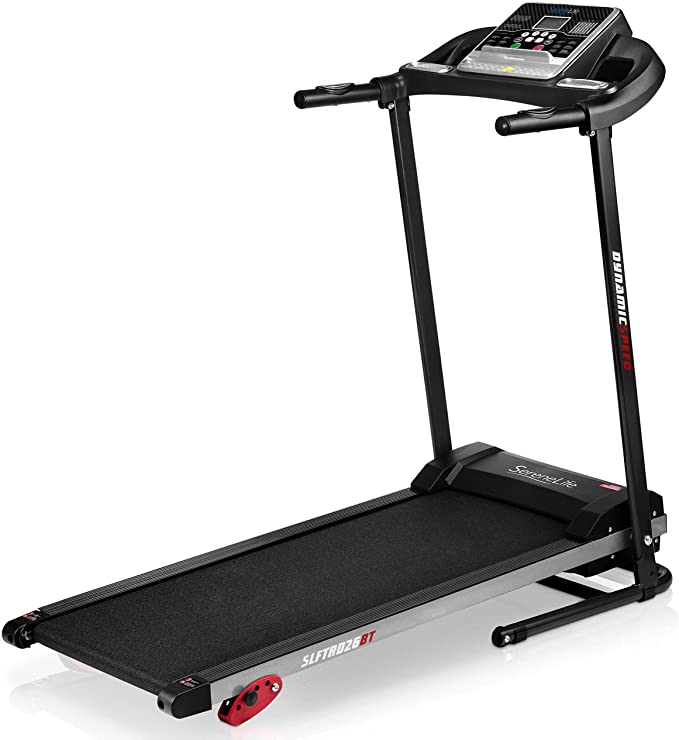 SereneLife Folding Treadmill - Foldable Home Fitness Equipment with LCD for Walking & Running - Cardio Exercise Machine - 4 Incline Levels - 12 Preset or Adjustable Programs - Bluetooth Connectivity