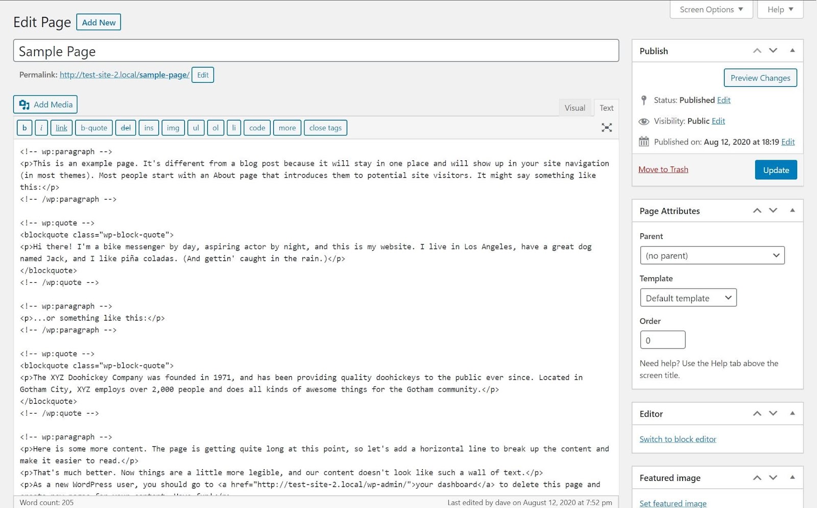 Screenshot of how to use the Classic Editor plugin WordPress