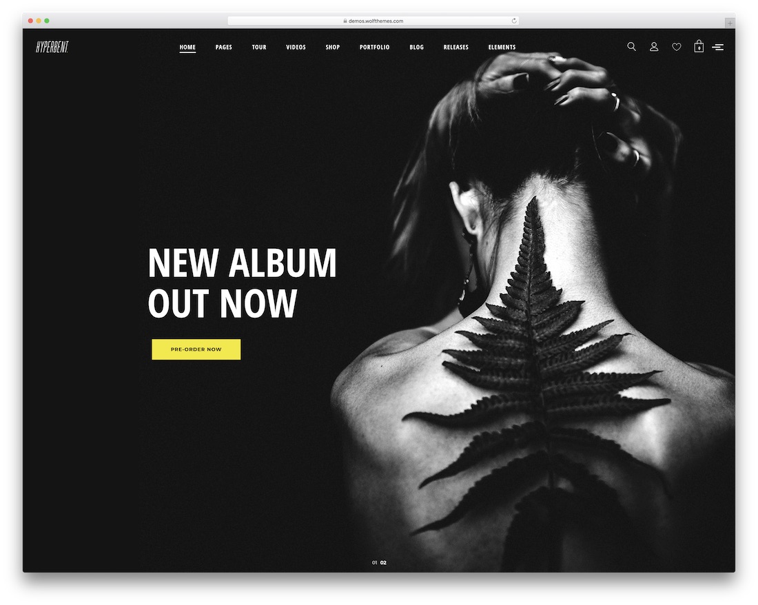 tema wordpress hiperbente untuk musisi
