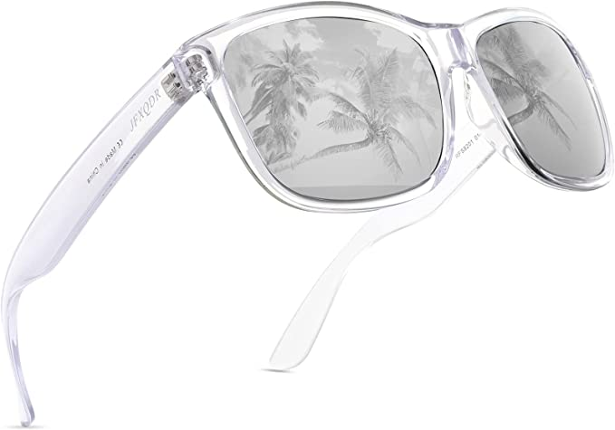 Clear frame sunglasses.