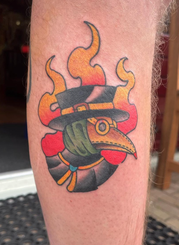  Flaming Plague Doctor Tattoo