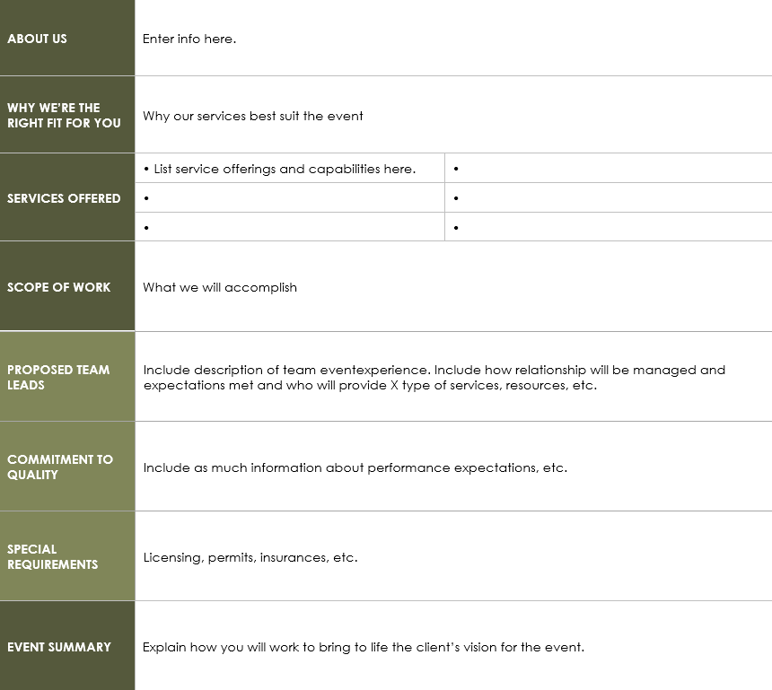 Event proposal template