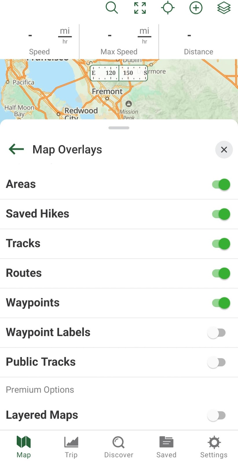Gaia GPS map overlays