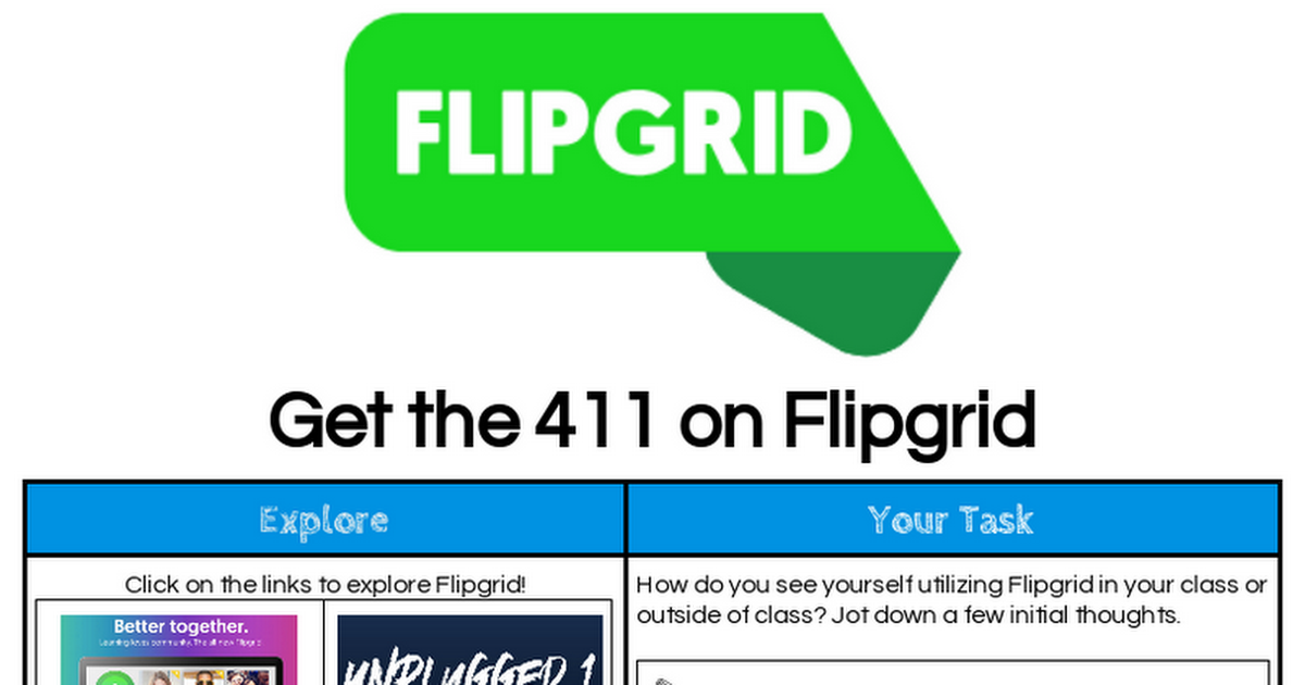 âď¸ Get the 411 on Flipgrid Explore-Explain-Apply HyperDoc