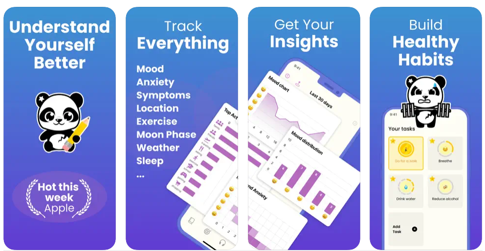 Screenshots of the Earkick Anxiety Tracker app.