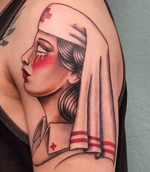 Crying Small Nurse Tattoo