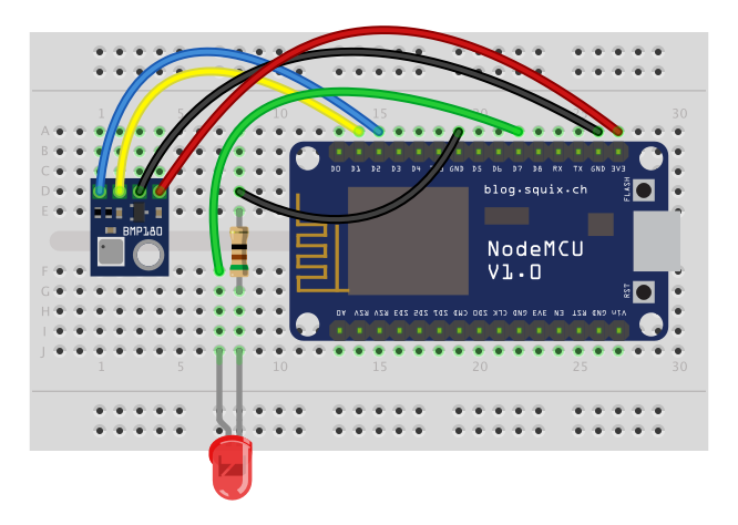 ESP8266 mit BMP180 und LED