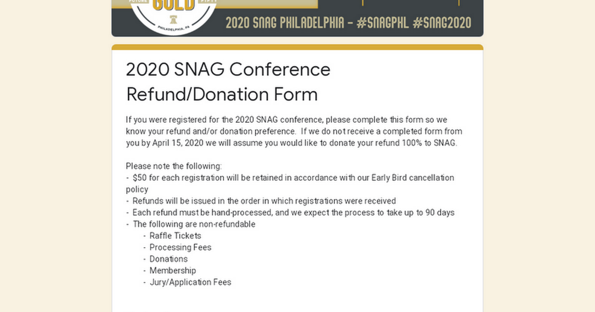 2020 SNAG Conference Refund/Donation Form