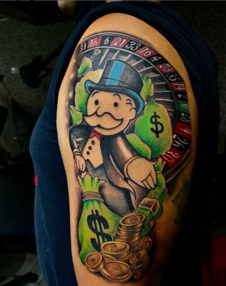 Colored Monopoly Tattoo