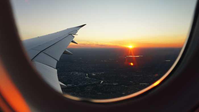 Sunrise view from a plane