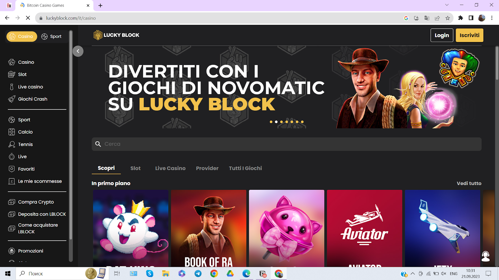 LuckuBlock casino homepage