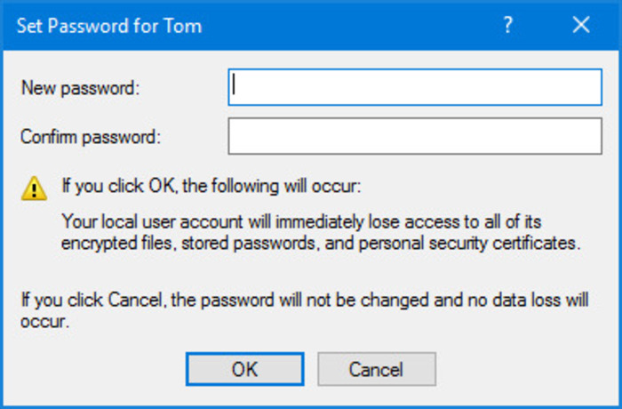 Bạn nhập mật khẩu mới rồi xác nhận và nhấn OK là có thể hoàn thành đặt mật khẩu cho laptop
