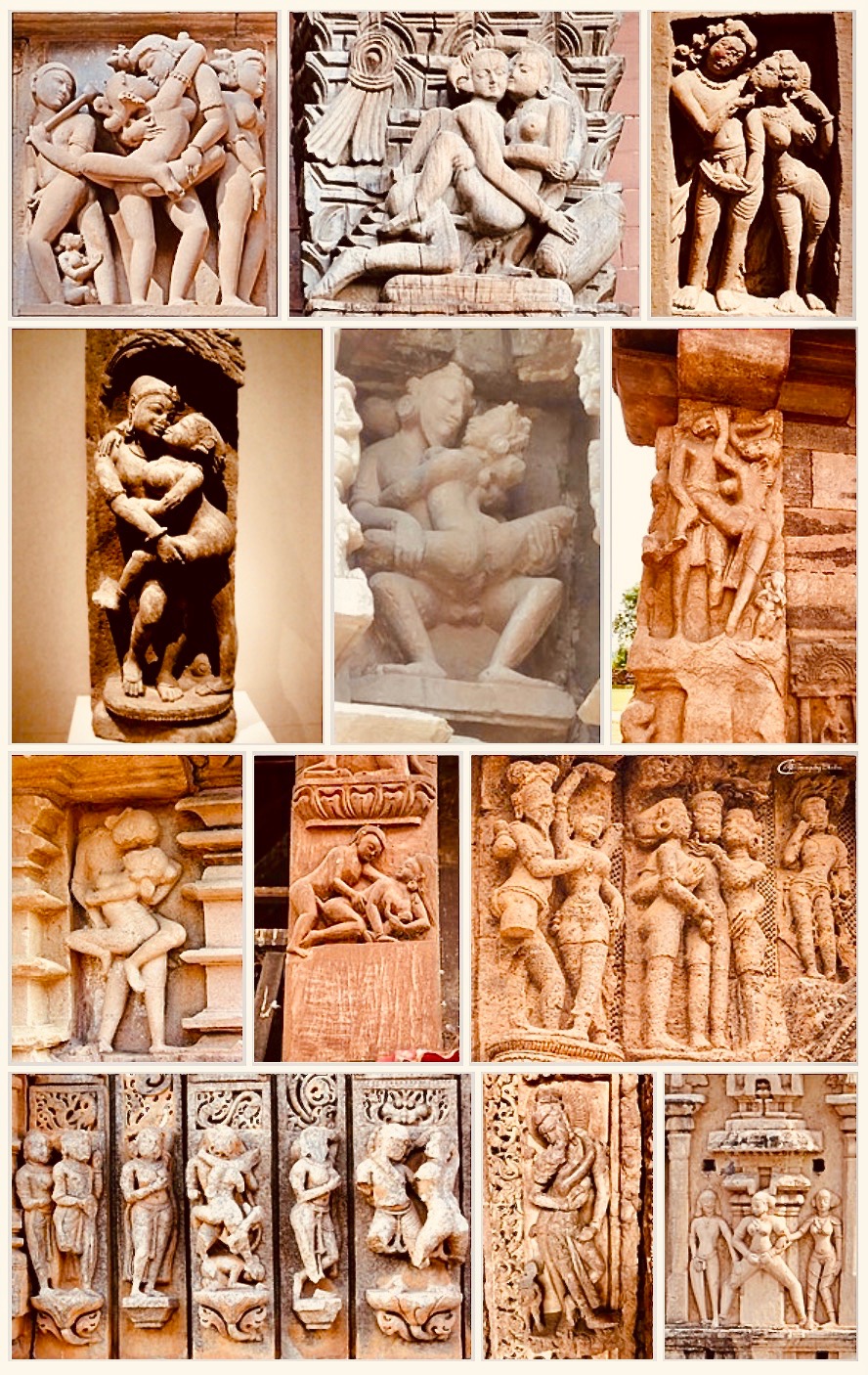 Erotic sandstone statues from ancient temples