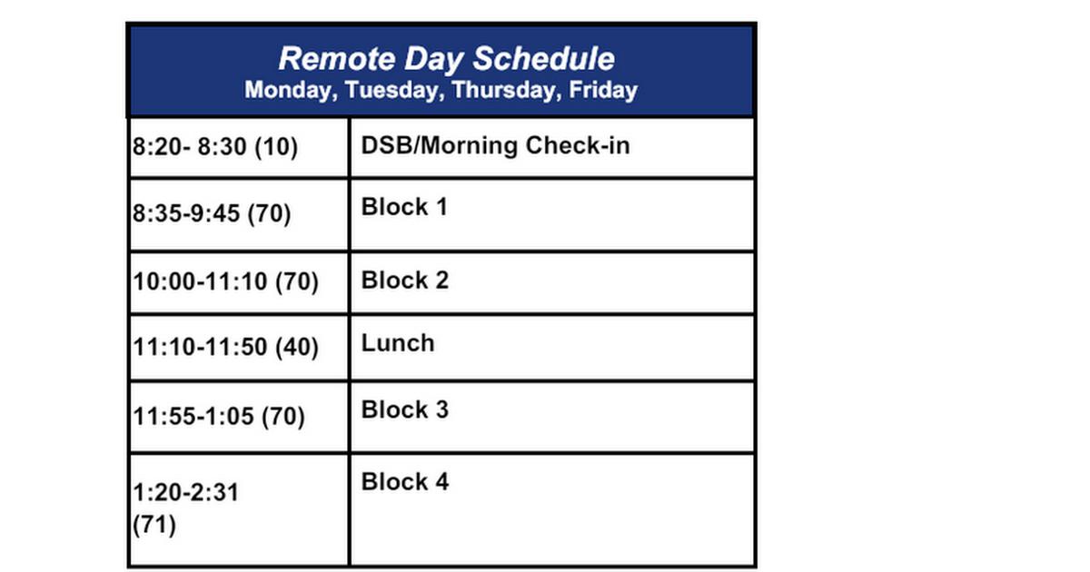 Remote Day Schedule