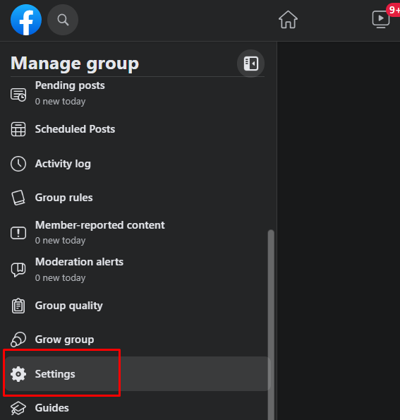 Facebook group settings