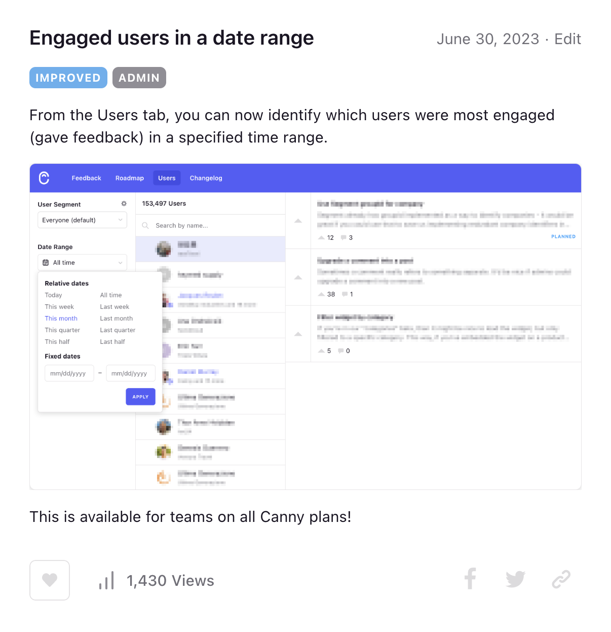 Canny release notes example