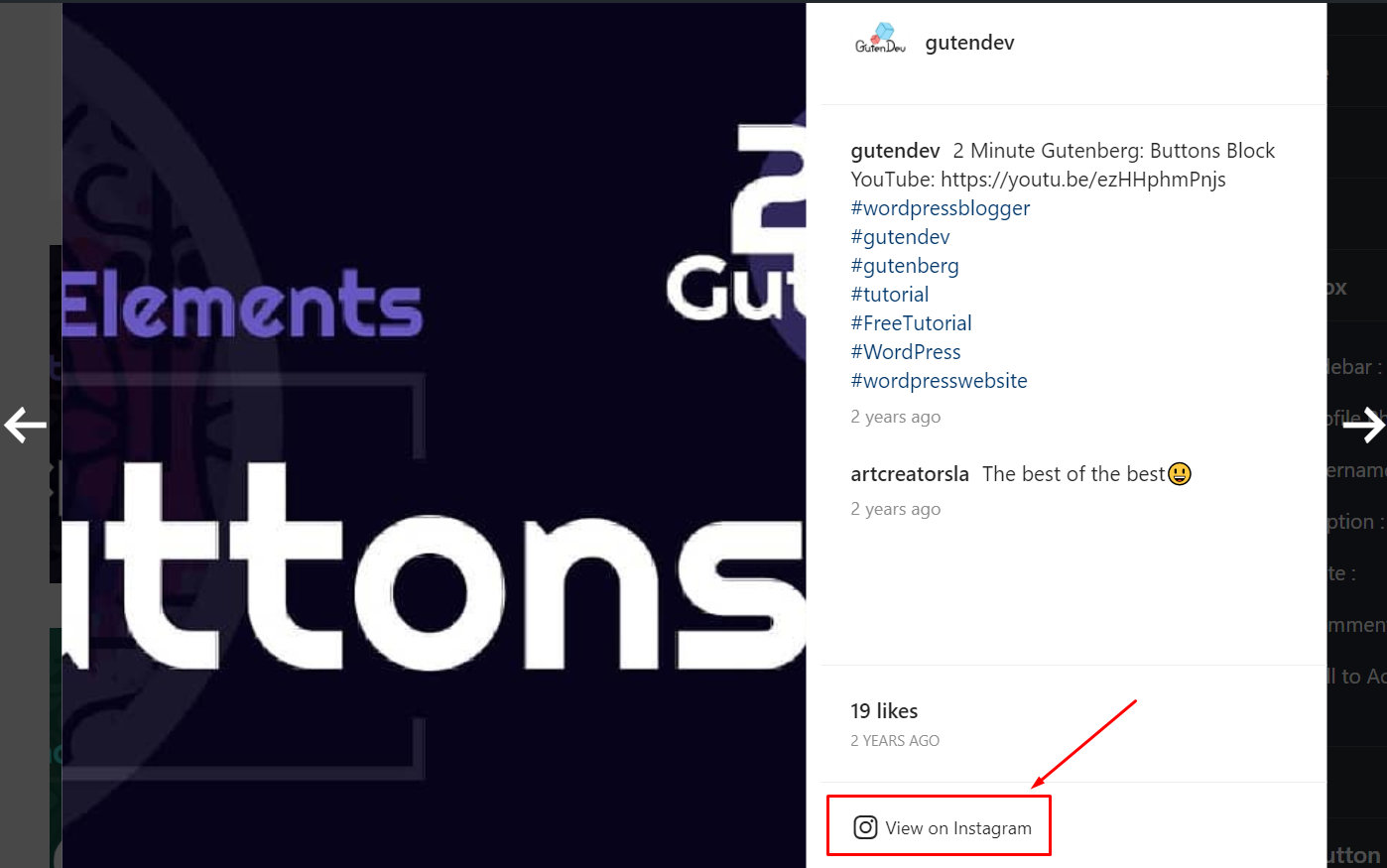 Instagram display call to action button